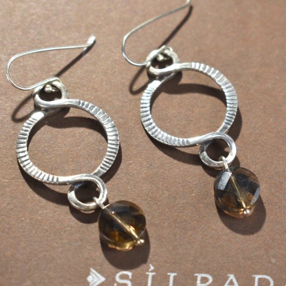 Silpada Sterling Silver Faceted Brown Smoky Quartz Dangle Earrings - Picture 1 of 3